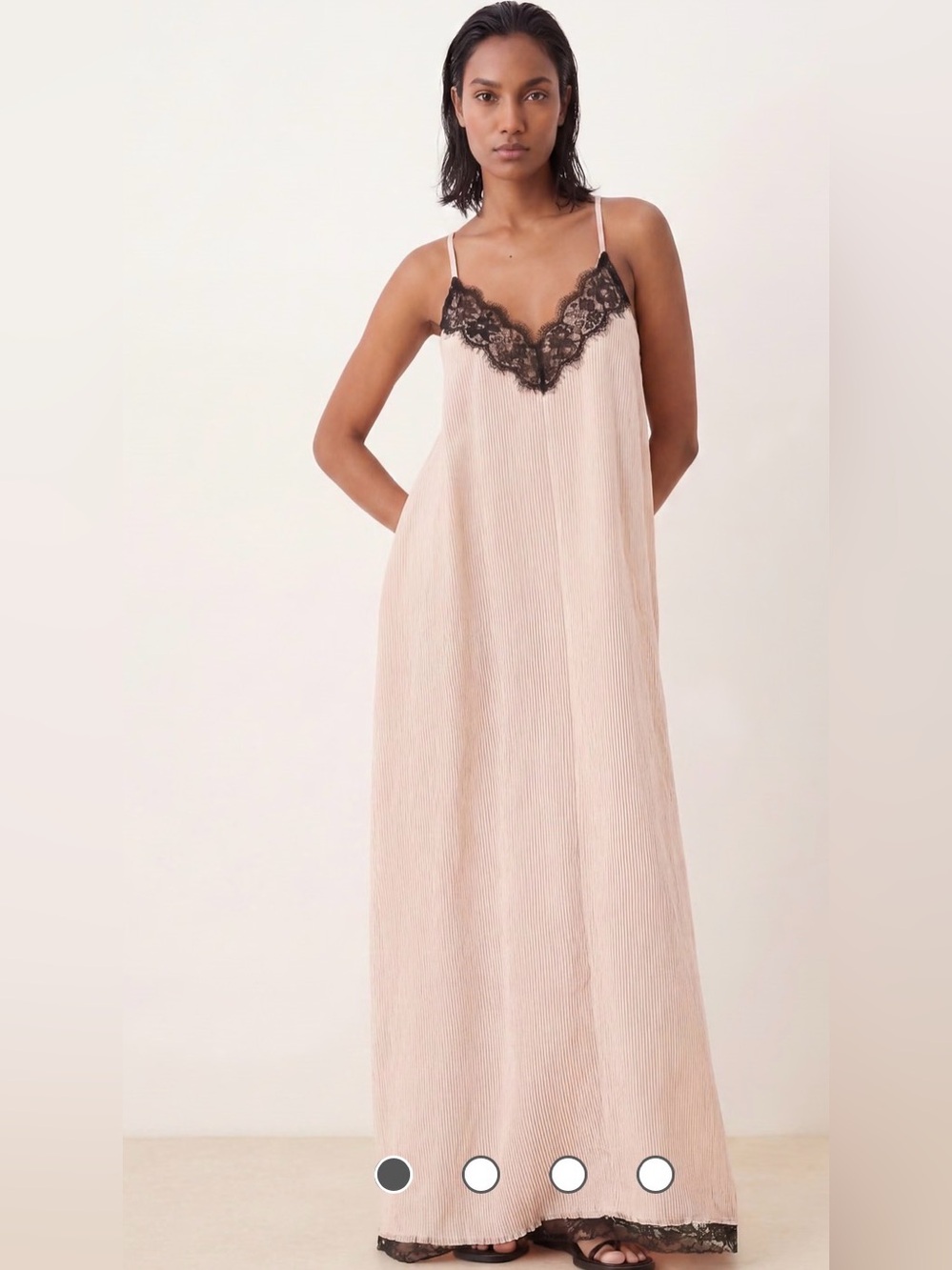 ASOS DESIGN v-neck cami maxi sundress with lace overlay in stripes